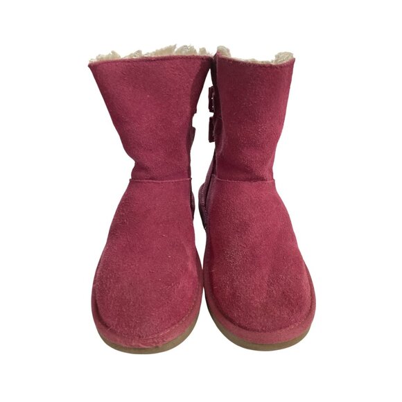 Koolaburra by UGG big Girls Size 3 Pink Suede Lined rear Bow Accent  Boots - Picture 1 of 6